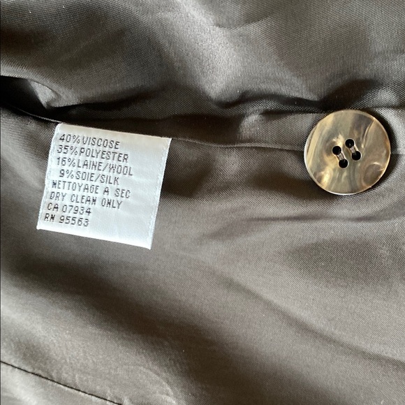 Simon Chang Wool Silk Corset Back Brown Blazer Designer Boho Business Casual - Picture 15 of 15